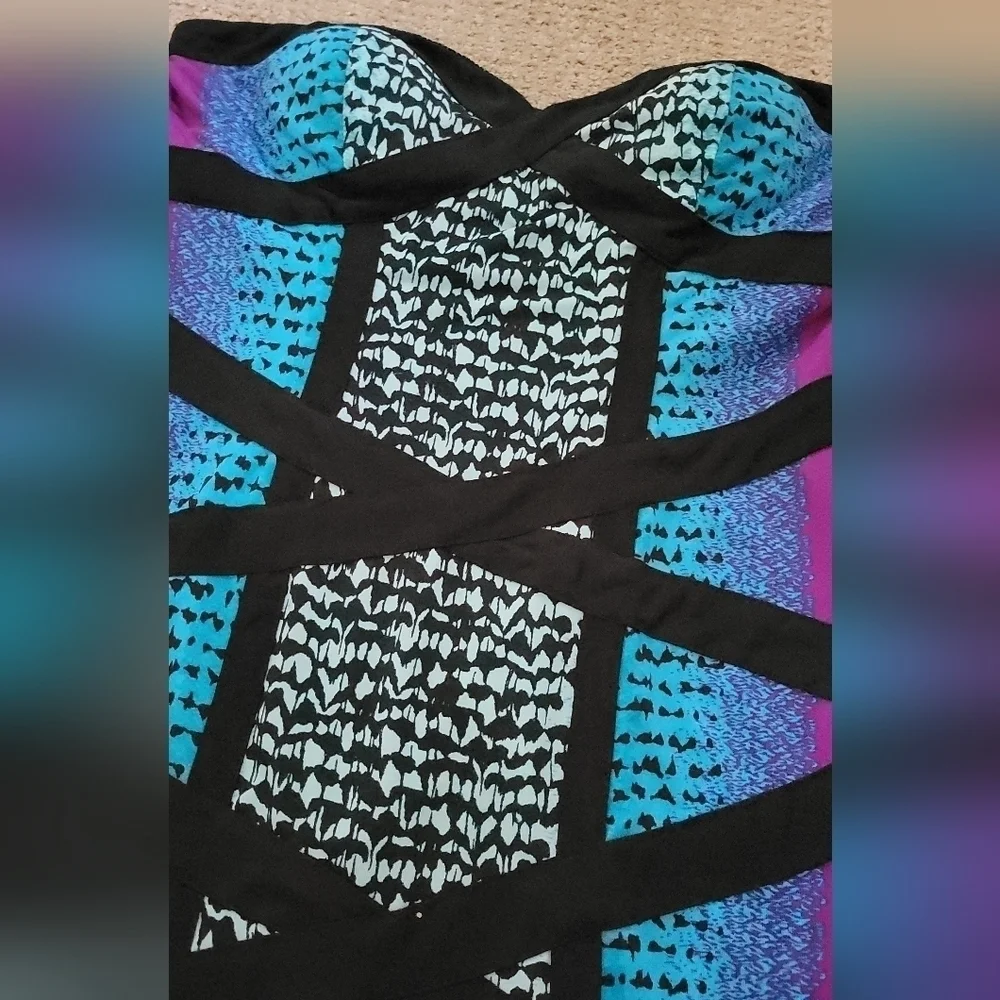 Rampage Vibrant Multi Color Strapless Lined Party Dress - Picture 6 of 14